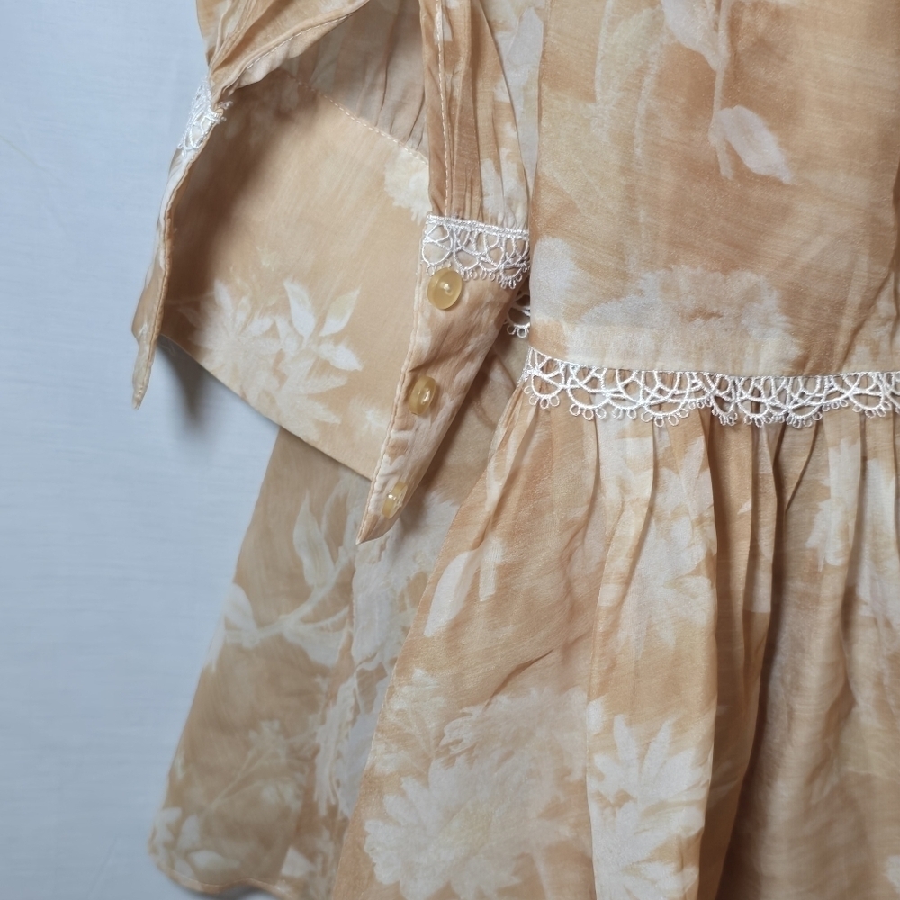Glamorous Floral Sheer Lace Eden Shift Mini Dress Floral Tiered Button Front, 6 - Picture 6 of 7